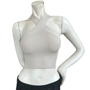 Aritzia Babaton Sculpt Knit Criss Cross Tank Matte Pearl Size XS